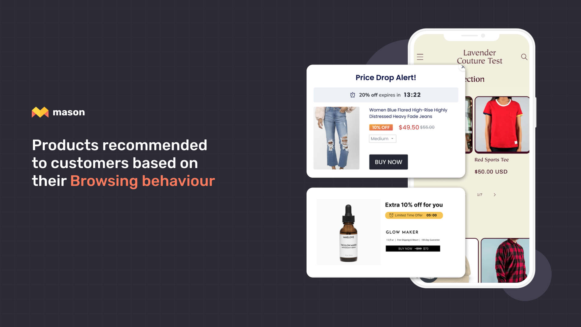 Mason screenshot: Products recommended to customers based on their browsing behaviour