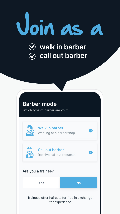 Barbers on TrimCheck can choose to either offer shop bookings or home haircuts
