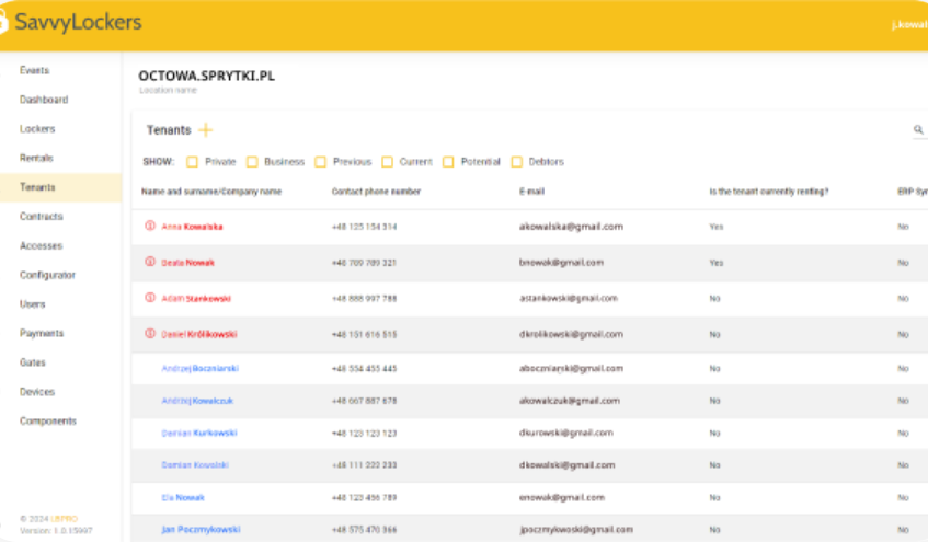SavvyLockers Software - Tenant Management with SavvyLockers