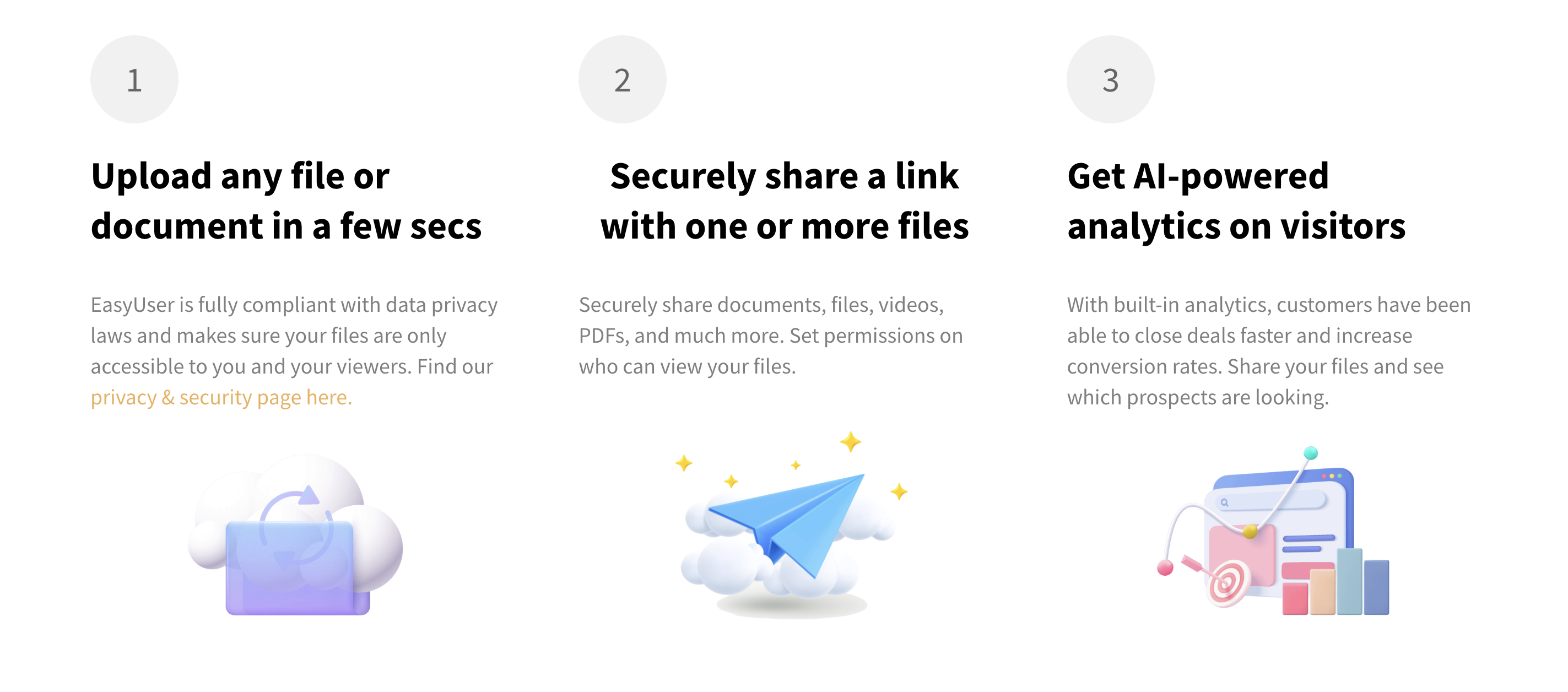 Follow Our Popular 3-Step Process To Send Any File. Share Your First File In Less Than a Minute!