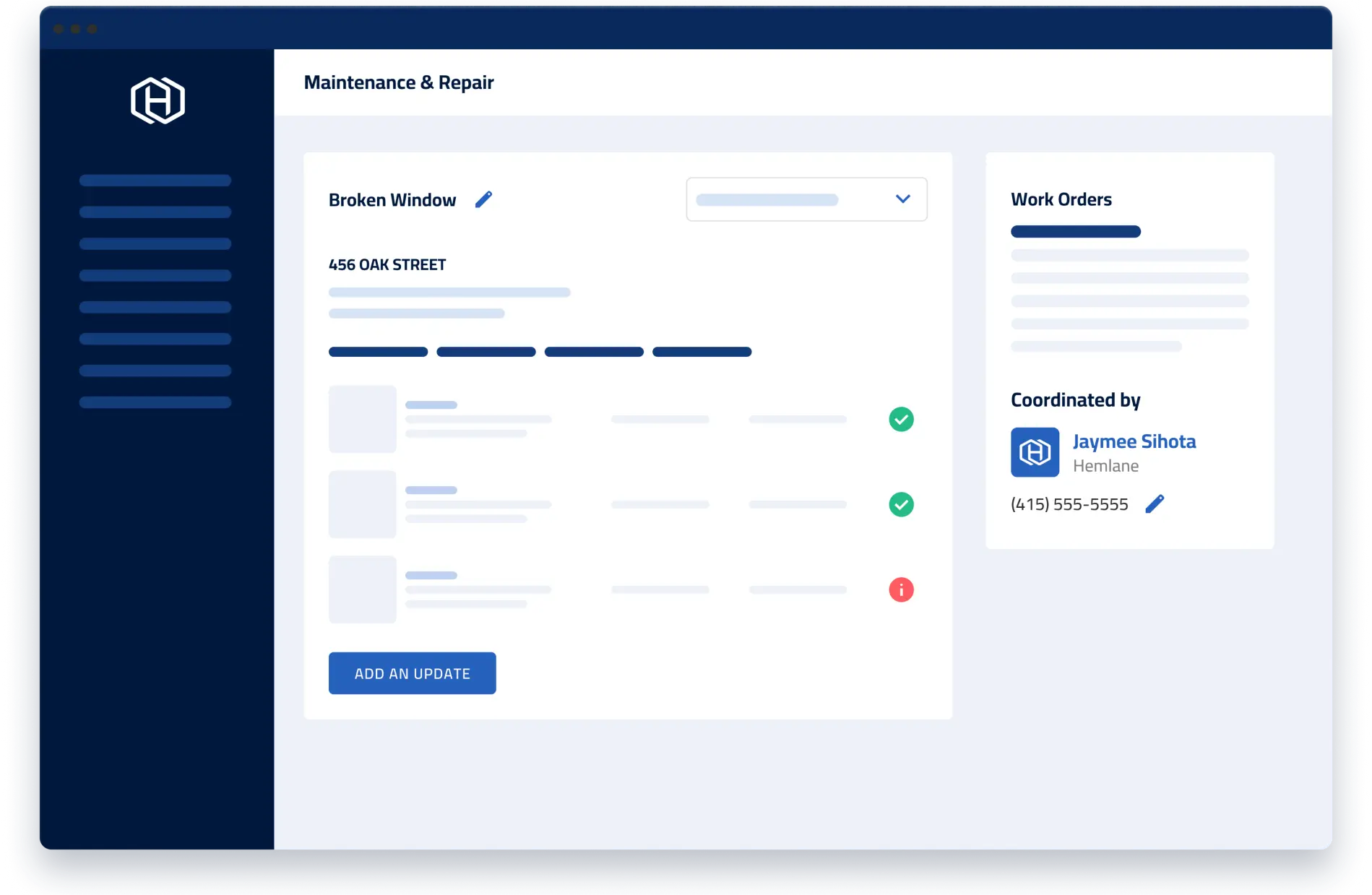 Hemlane Software - Text your handyman and update your tenant, all from one place.

From troubleshooting to dispatching service professionals, track everything in one place. No log-in required for your service professionals.
