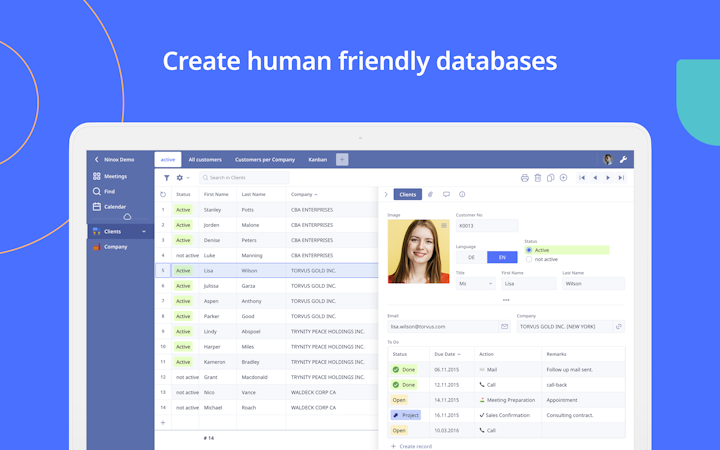 Ninox screenshot: Create human friendly databases
