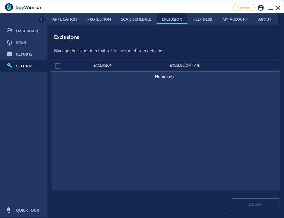 SpyWarrior Software - SpyWarrior Exclusions