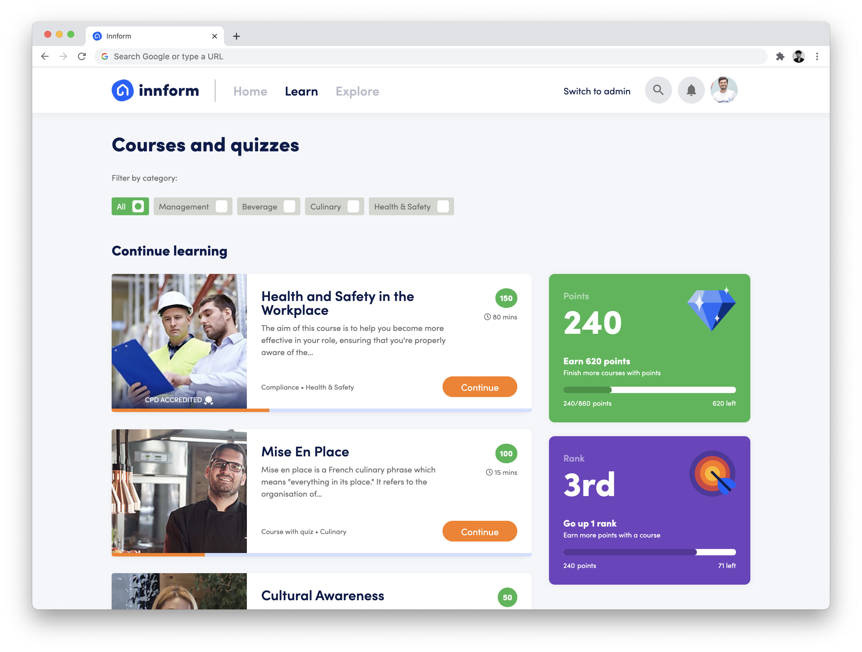 Innform Software - The Innform training area
