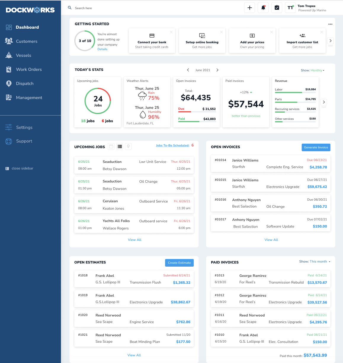 DockWorks screenshot: Your complete marine operations dashboard