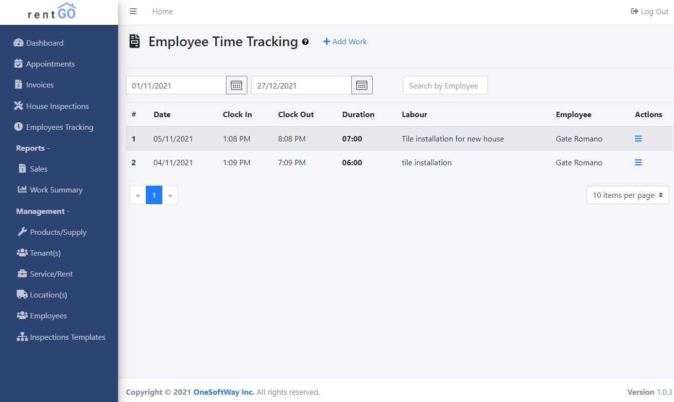 Employees Time Tracking per location
