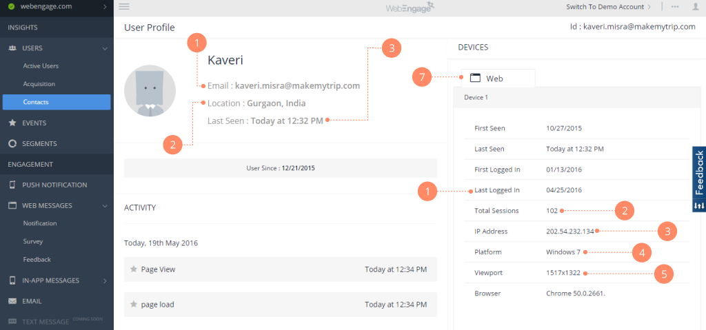 WebEngage Software - WebEngage user profile