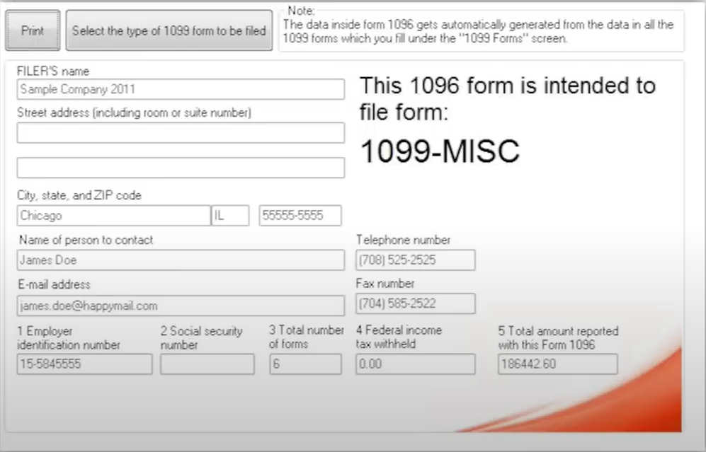 W2 Mate screenshot: W2 Mate supports 1099 miscellaneous form