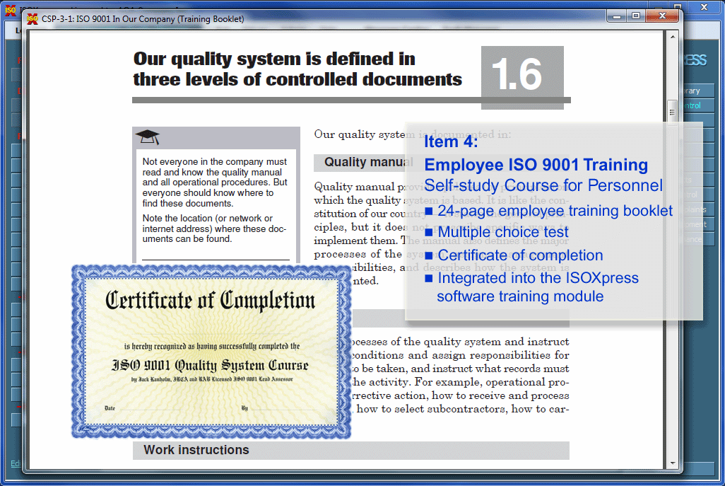 IMSXpress ISO 9001 training screenshot