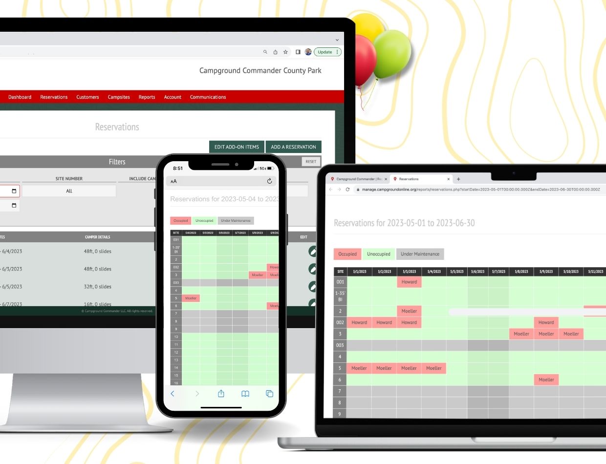 Campground Commander screenshot: Campground Commander booking calendar