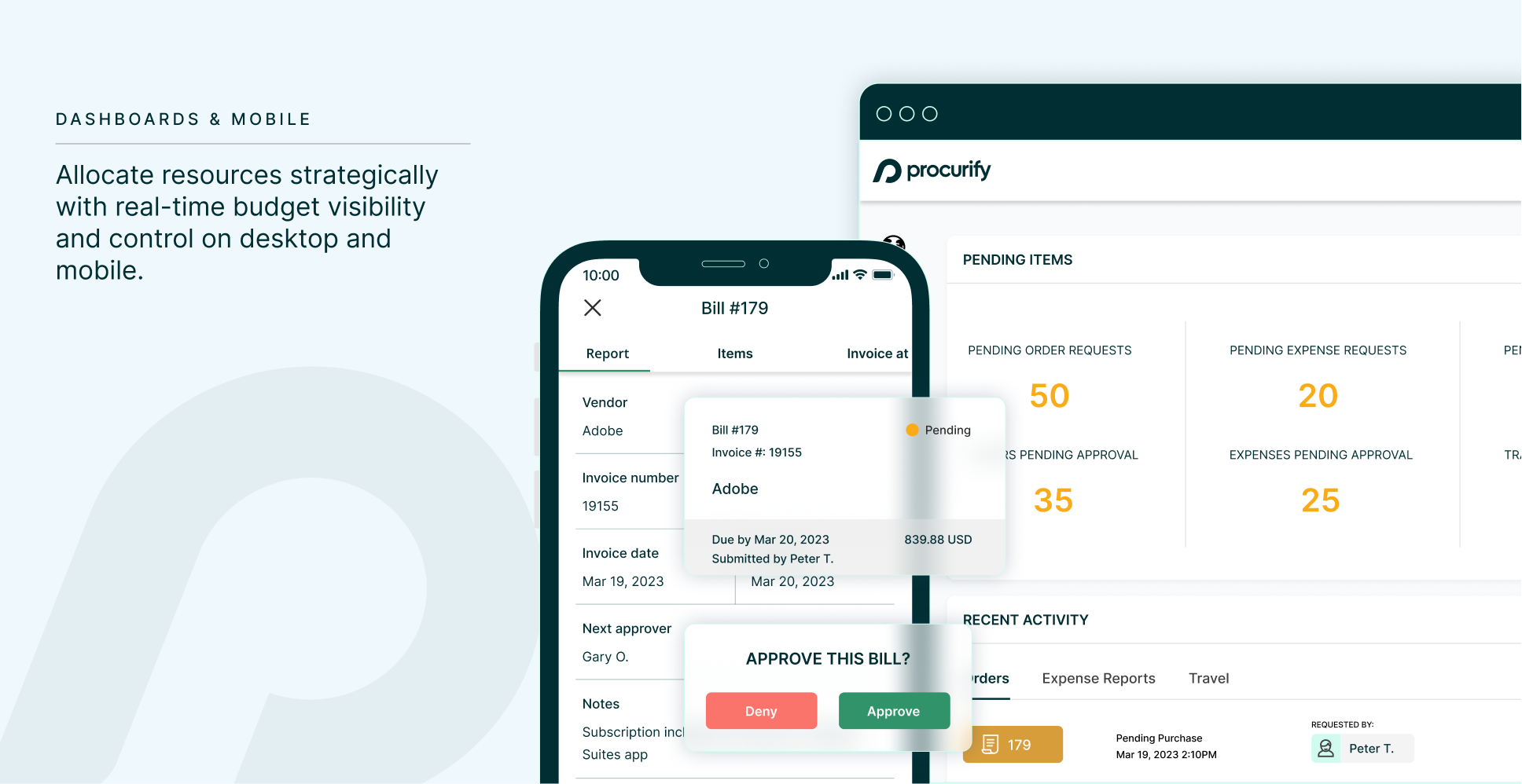 Procurify’s mobile app for iOS and Android gives you complete visibility and control over your end-to-end procurement process – all from your phone.