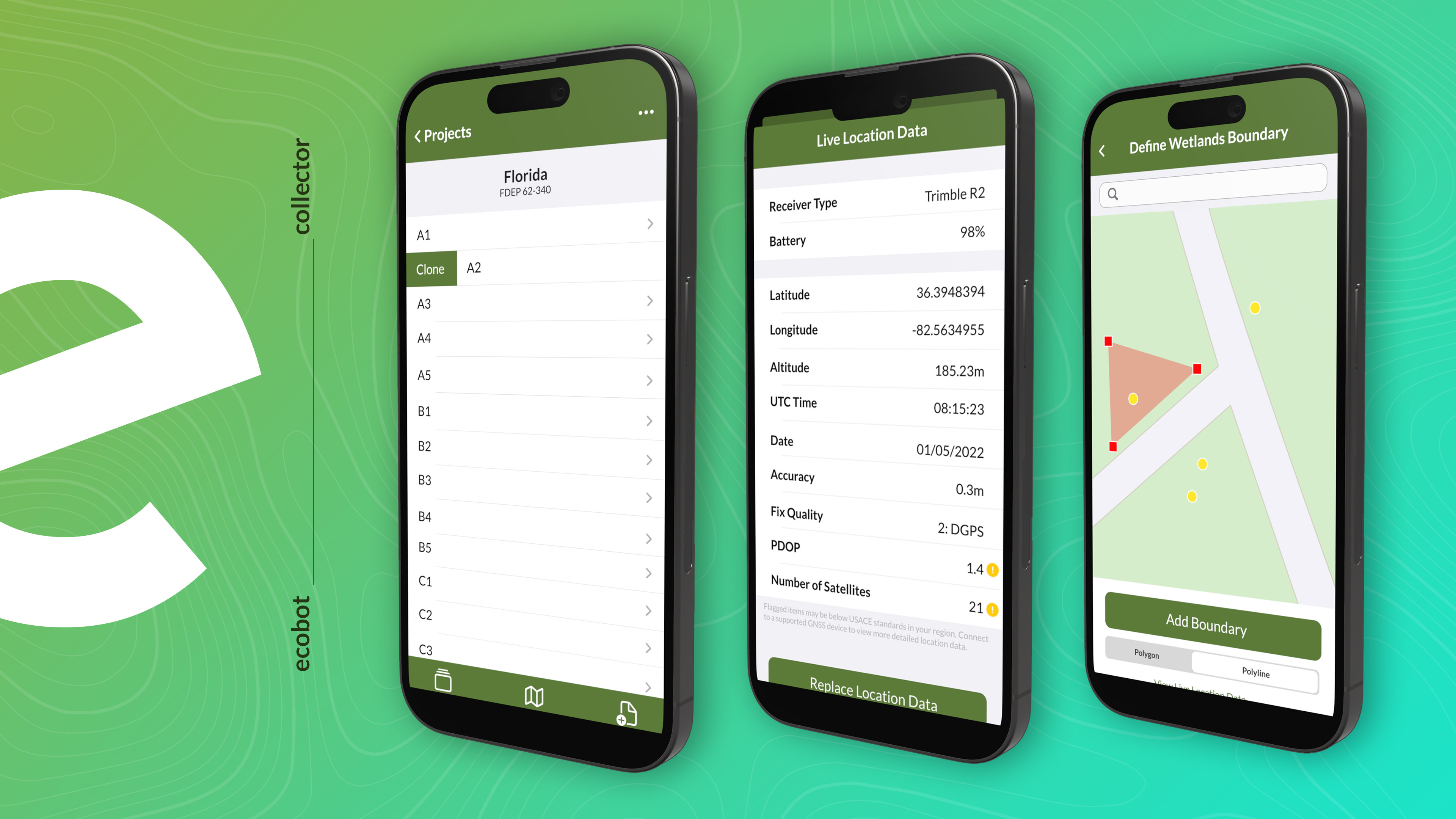Ecobot Collector is available for Android and iOS. Sync field data collection in Ecobot Collector to Ecobot Manager via the cloud.