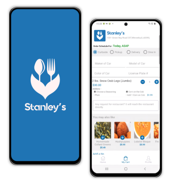Commerce optimised iOS & Android mobile apps for your restaurant business. Make it easy for your customers to order online from your restaurant apps.
