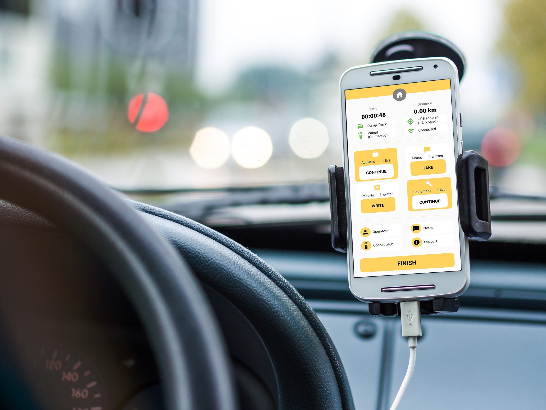 bMoves app in a vehicle
