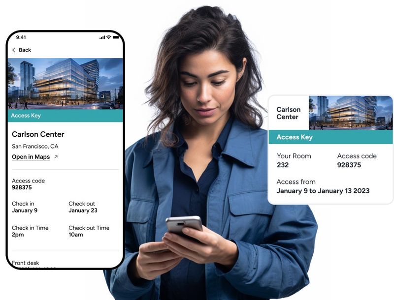 B-Line screenshot: Streamline building access with B-Line's digital keys. Secure, convenient, and all from your smartphone. Welcome to smarter facility management.