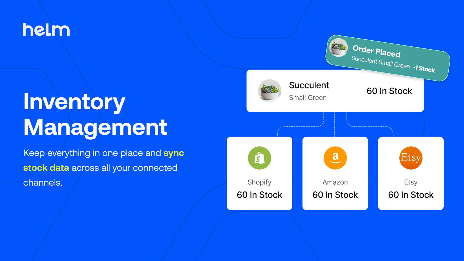 Helm screenshot: Inventory Management
Keep everything in one place and sync stock data across all your connected channels.