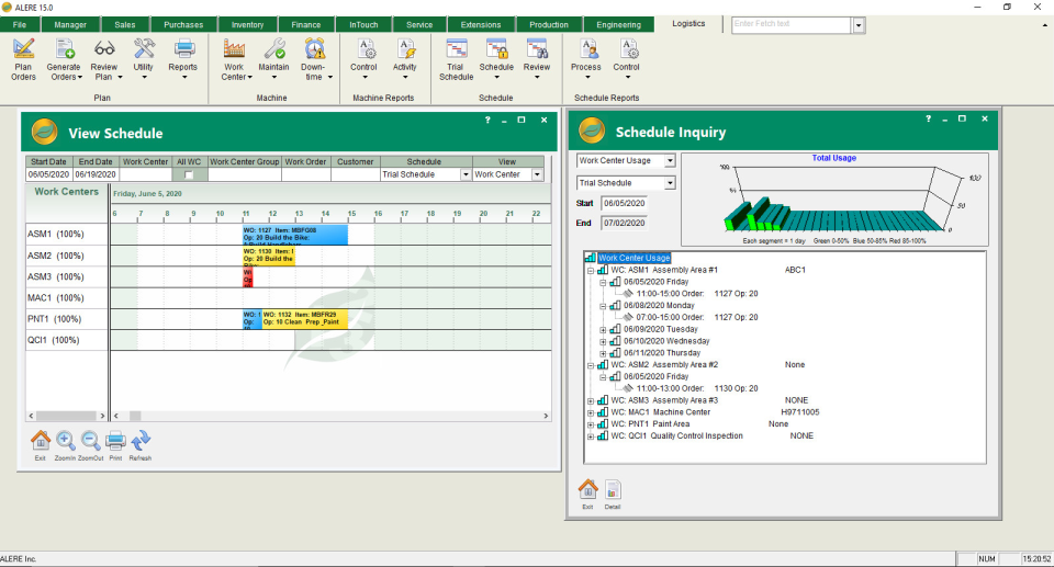 ALERE Software - Visual Schedule Board - Finite scheduler with visual scheduling tools.