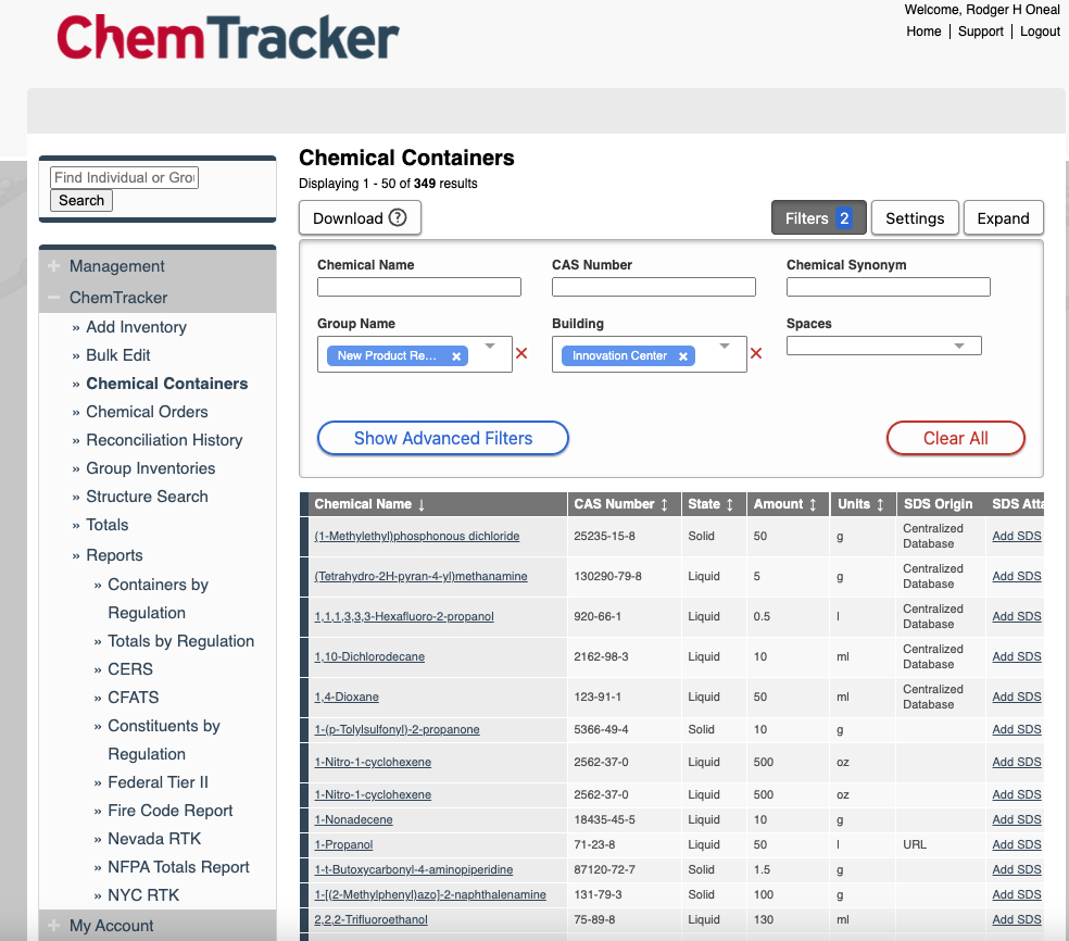 ChemTracker Chemical Inventory Management & SDS keep you organized eliminating storage chaos by digitizing your chemical inventory with container level tracking in real-time.