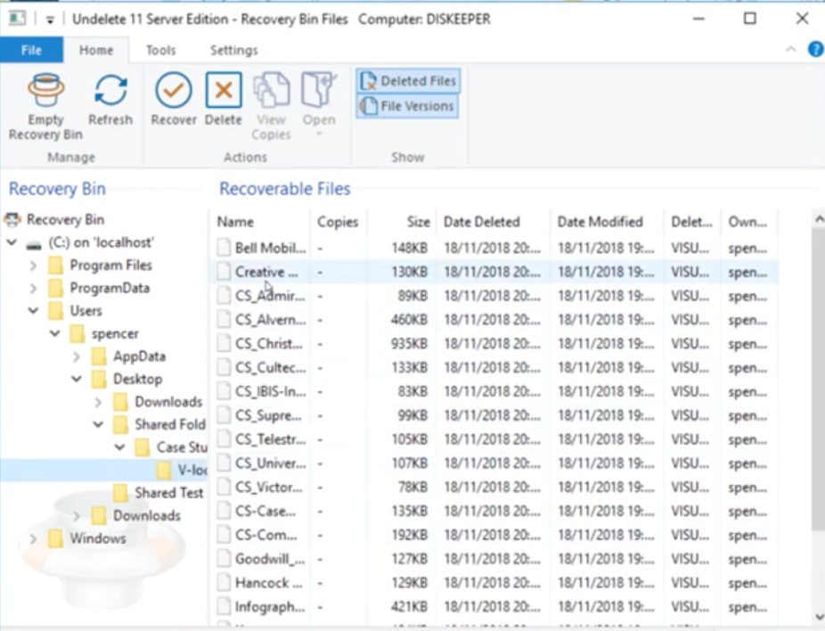 Undelete recycle bin files