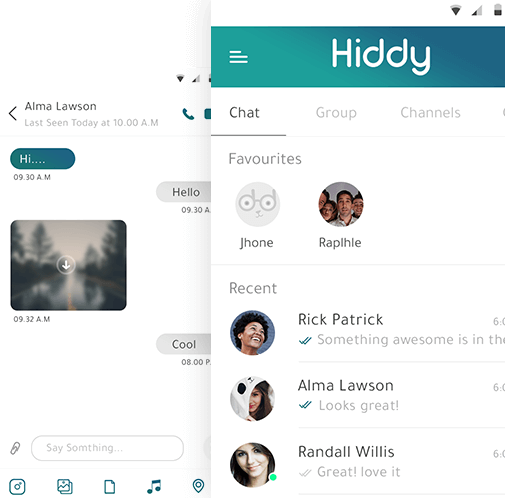 Hiddy screenshot: Hiddy chats