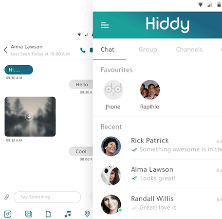 Hiddy screenshot: Hiddy chats