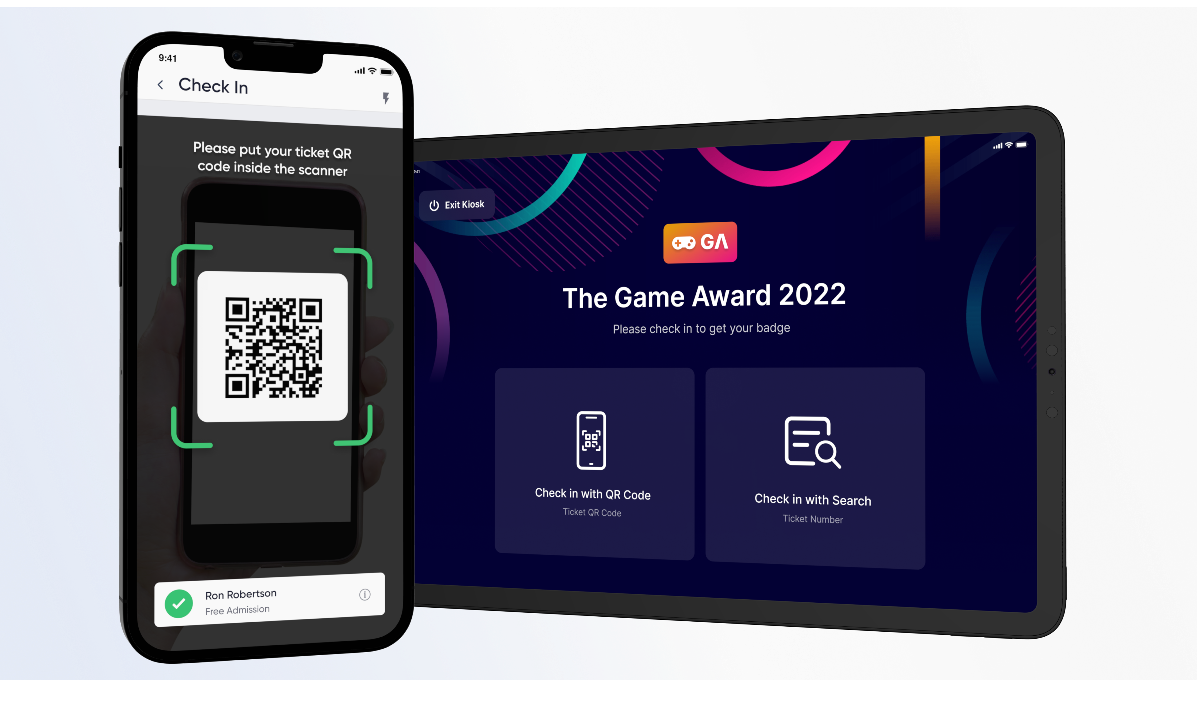 Enable smooth, contactless check-in for attendees. Scan their QR codes or turn your iPad into a self-check-in kiosk for a seamless experience.