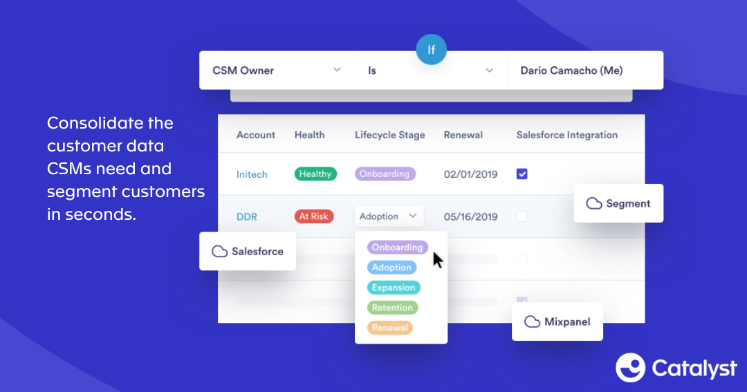 Catalyst Software - Consolidate the customer data CSMs need and segment customers in seconds.