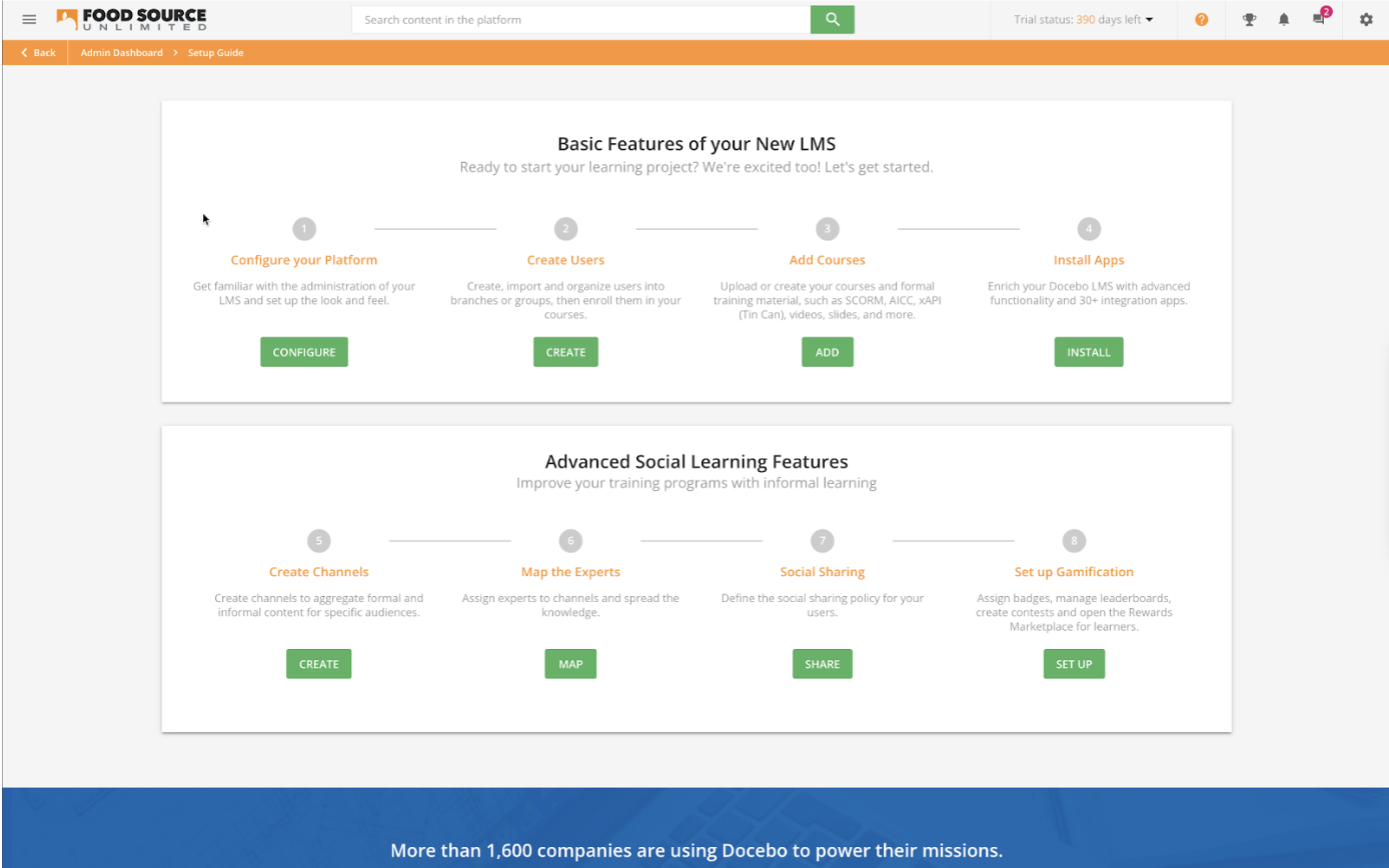 Docebo Software - Admin setup guide