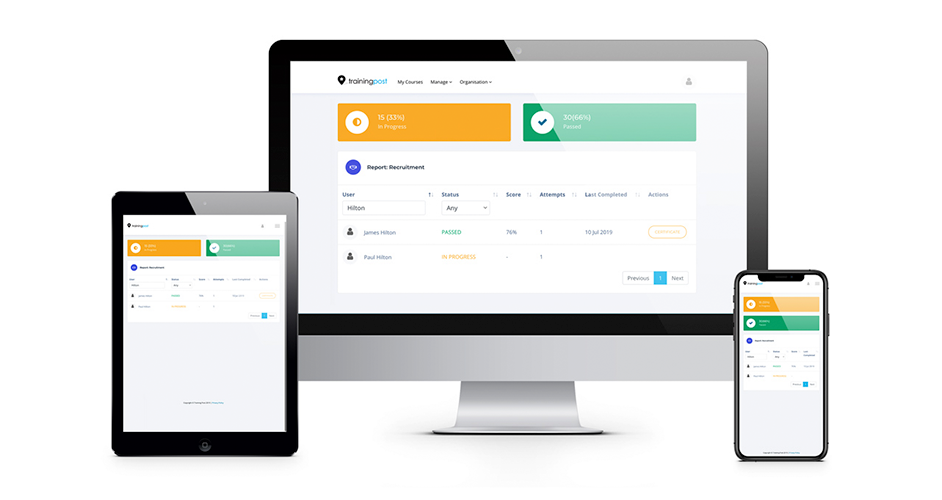 Training Post screenshot: Training Post report