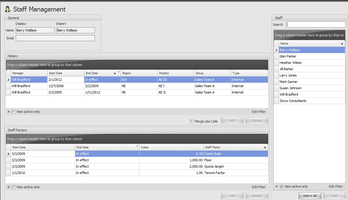 Core Commissions Software - Staff Management Module