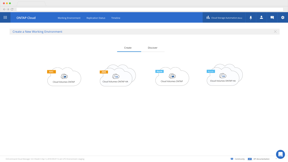 Cloud Volumes ONTAP environment creator