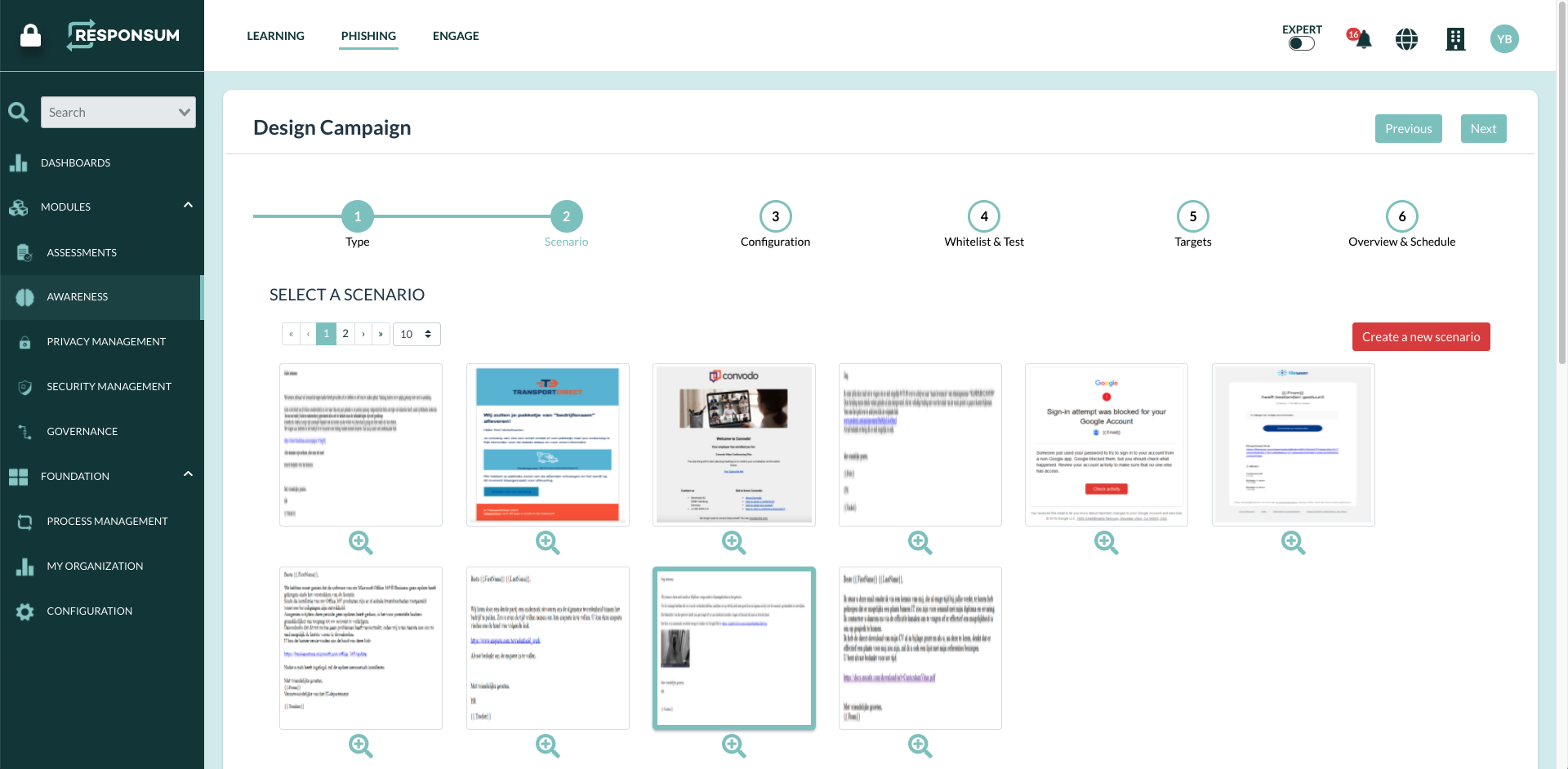 RESPONSUM Software - Phishing campaign setup