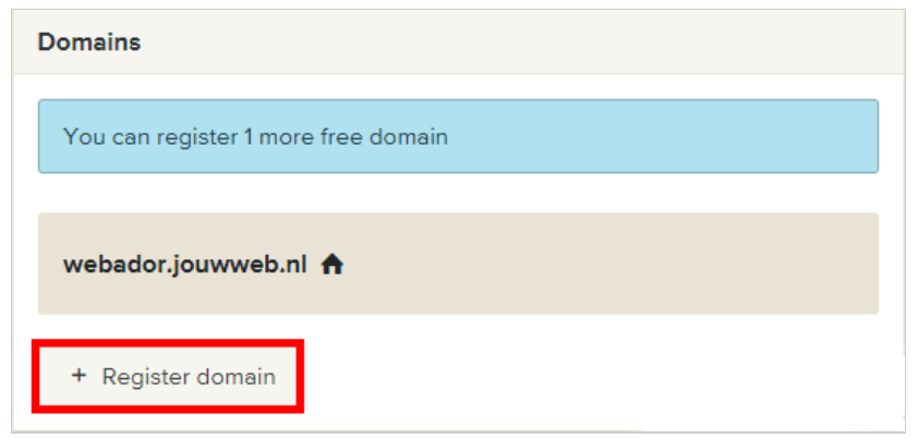 Webador register domain name