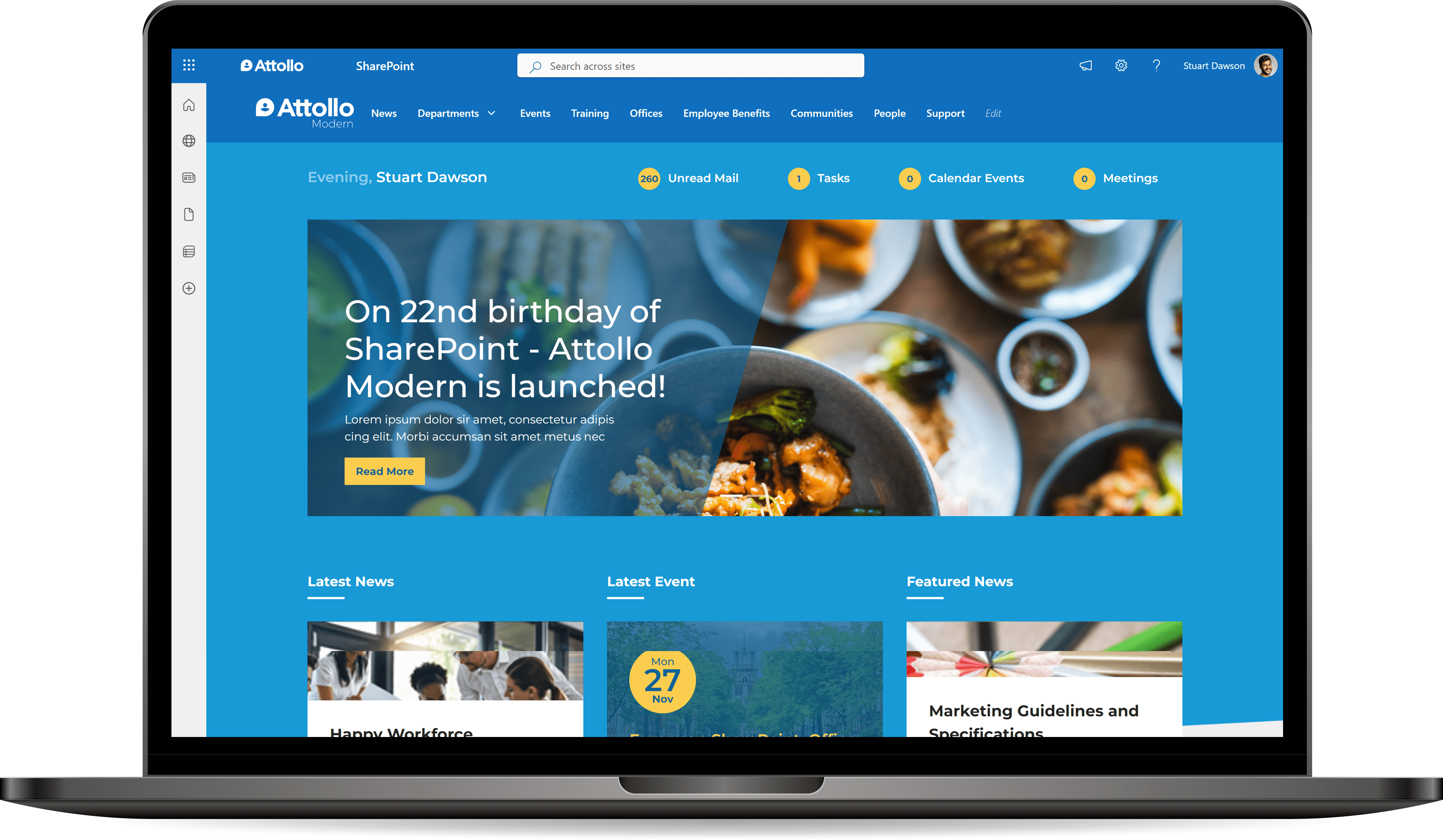 Attollo screenshot: Attollo intranet solution built on SharePoint