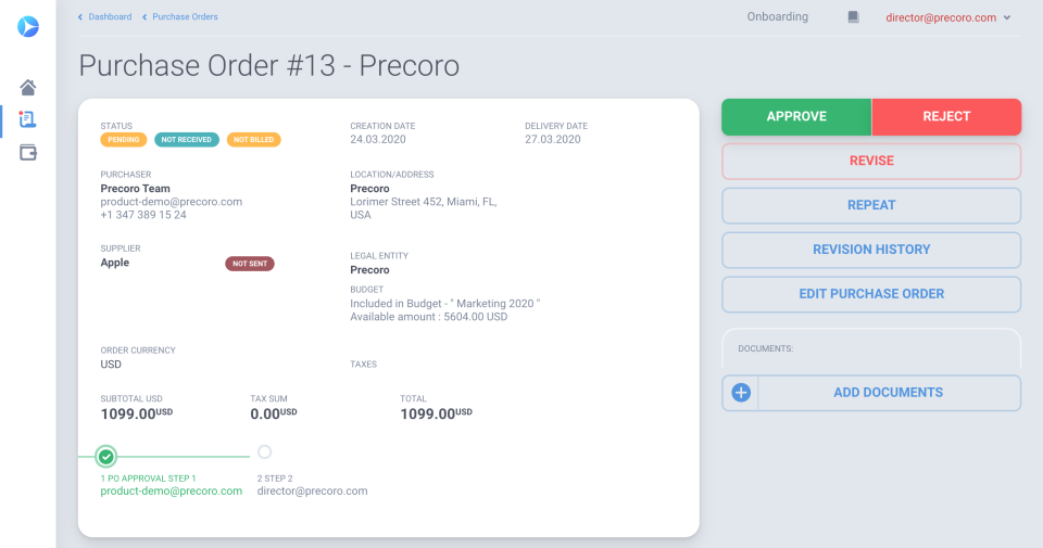 Precoro Software - Purchase Order Approval