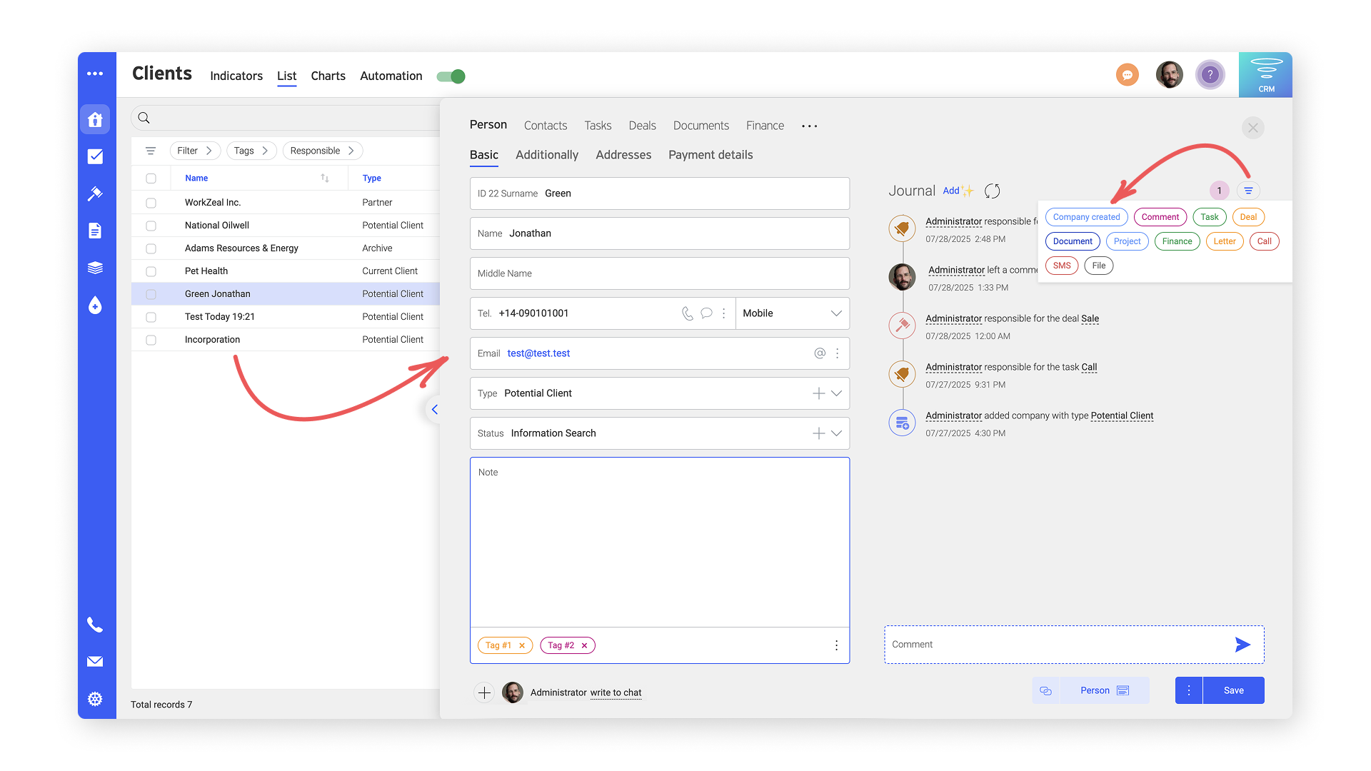 WorkZeal screenshot: WorkZeal Comprehensive Client Information
