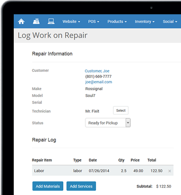 Rain Point of Sale repair tracking screenshot