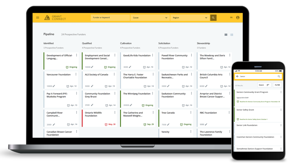 Grant Connect screenshot: Grant Connect pipeline management 
