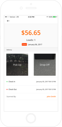 Drivers can log their pick-up and drop-off and attach photographs as evidence