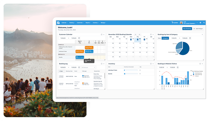 Checkfront Software - Keep track of your bookings in a centralized dashboard. Add or change reservations, leave notes for staff, manage your inventory, and get real-time insight into your business. Say goodbye to spreadsheets!