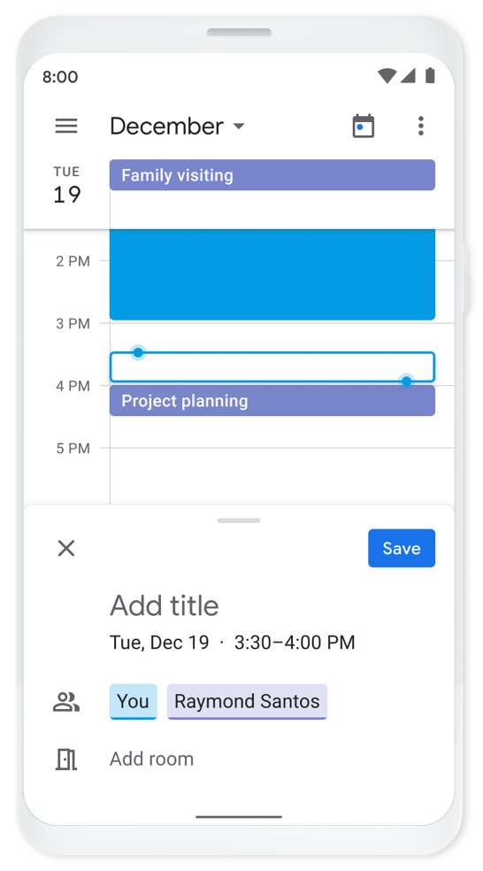 Google Calendar on mobile device