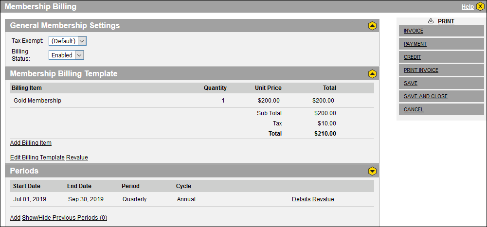 Membership Billing