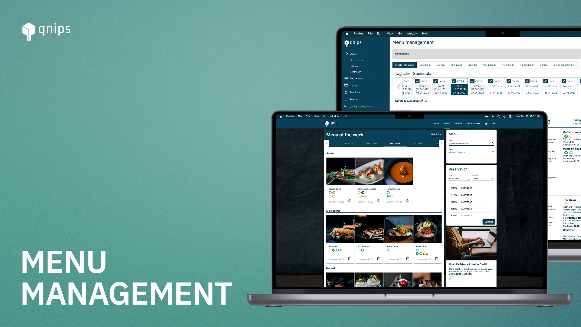 Easy management of menus assortment and marketing content.