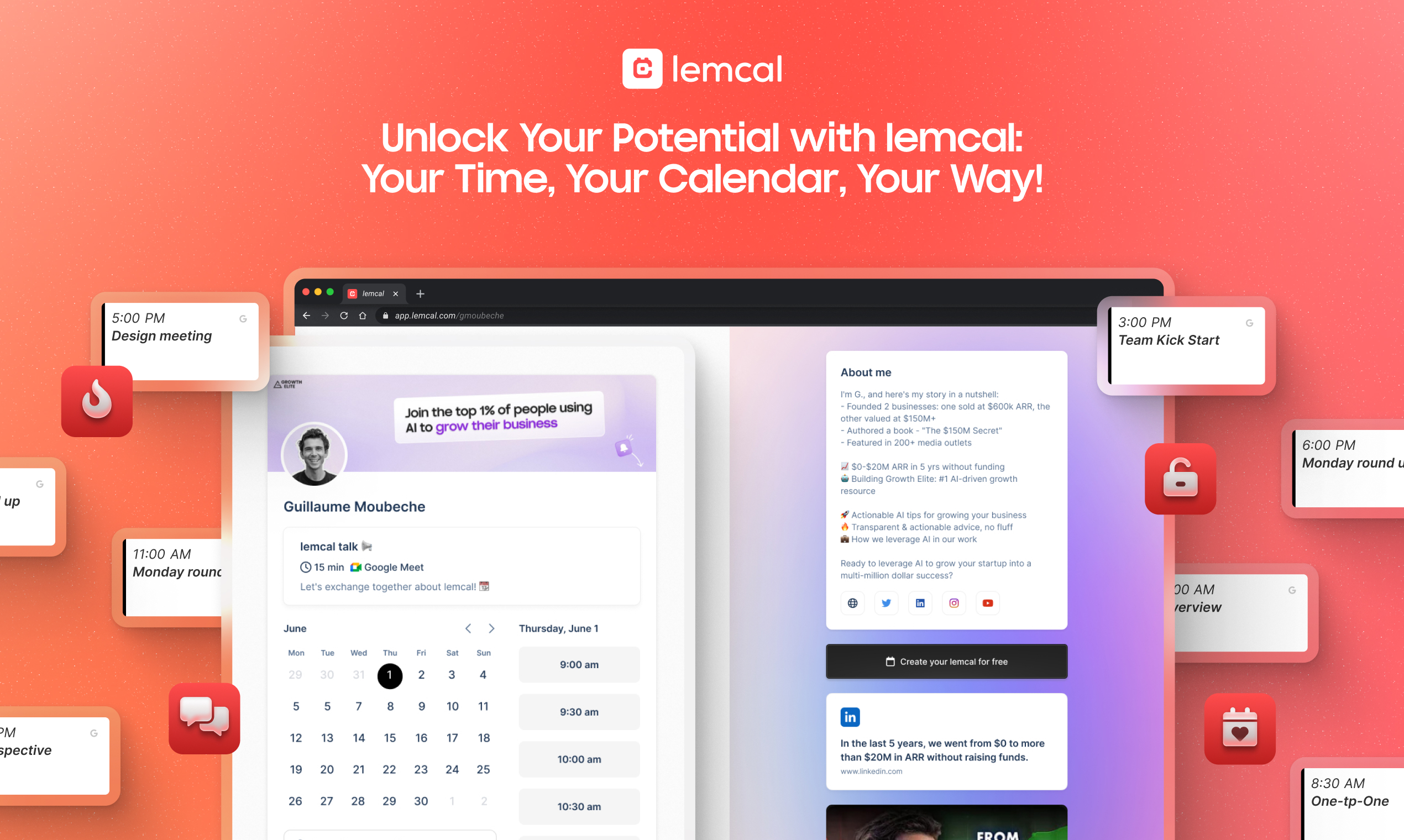 lemcal schedule meetings via calendar 