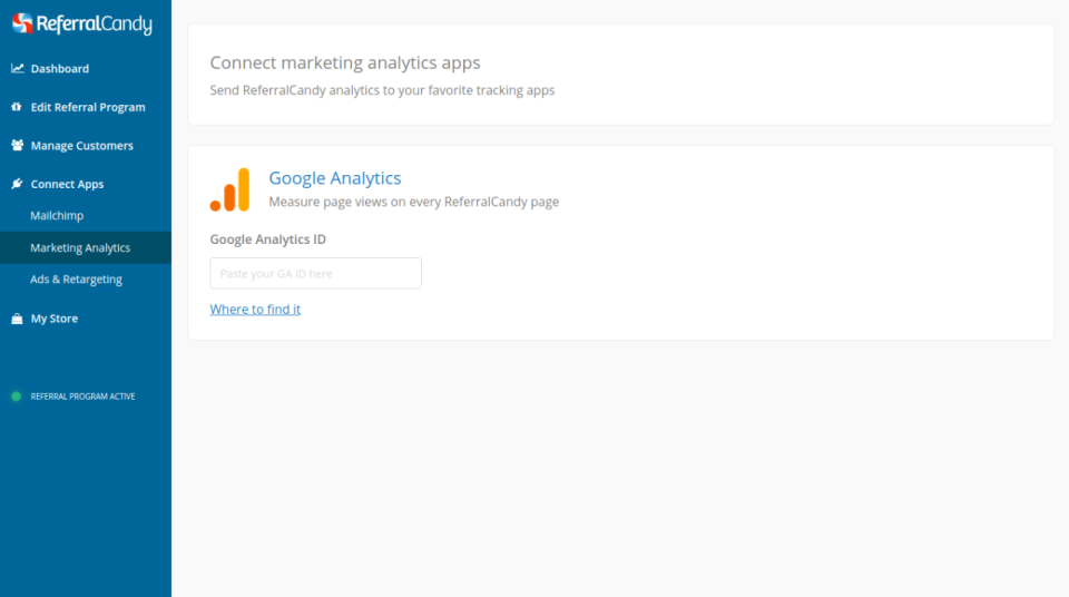 ReferralCandy Google Analytics screenshot