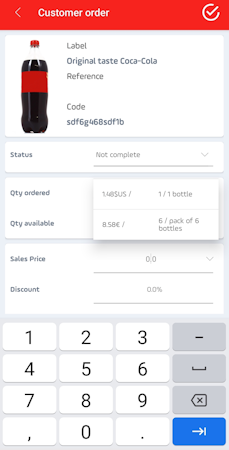 Monstock screenshot: Monstock customer order