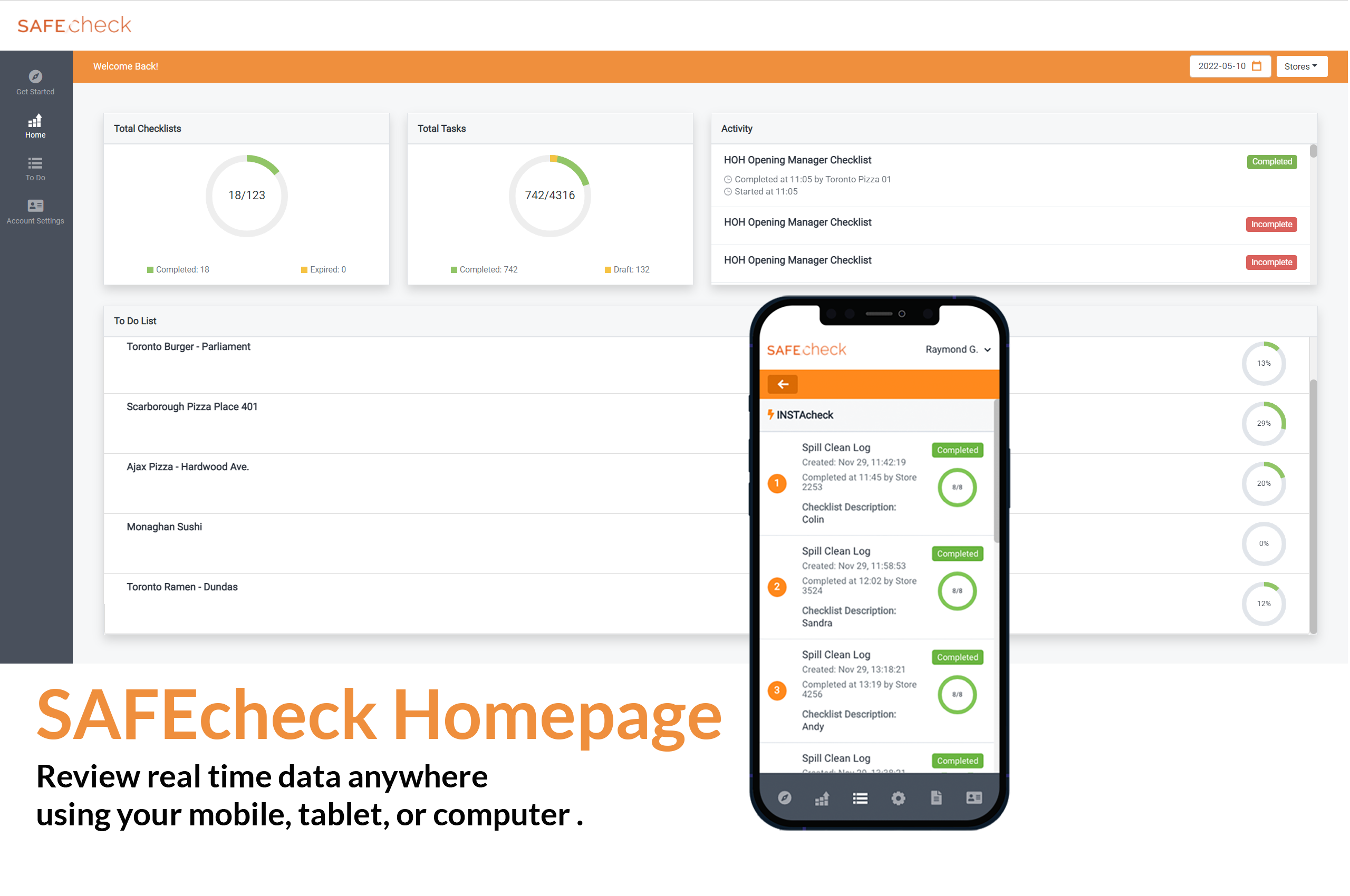 SAFEcheck Easy To Use Homepage