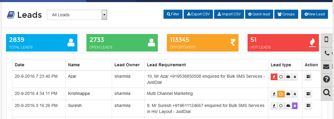 Customer Contact  and Lead Management - Lead capture, One-click lead engagements, 360° lead tracking, lead dashboard, task and activity tracking against each lead.