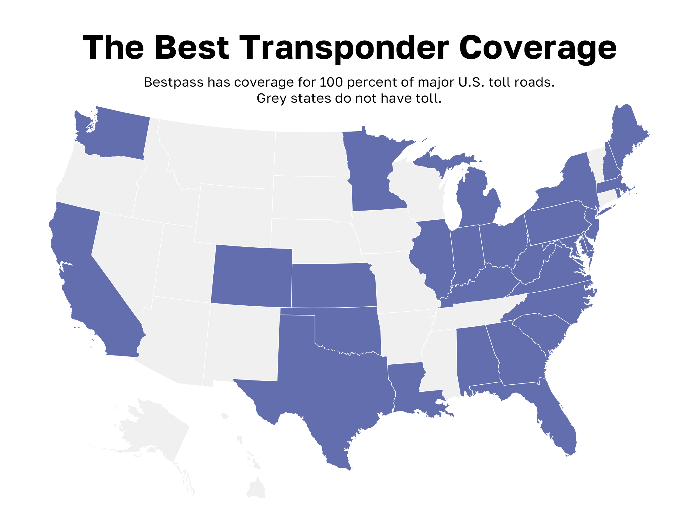Bestpass screenshot: With customized plans for over-the-road fleets, and comprehensive coverage and discounts for owner operators, Bestpass has a solution for every size fleet. It offers coverage for 100% of major U.S. toll roads with a one-stop solution to tolling needs.