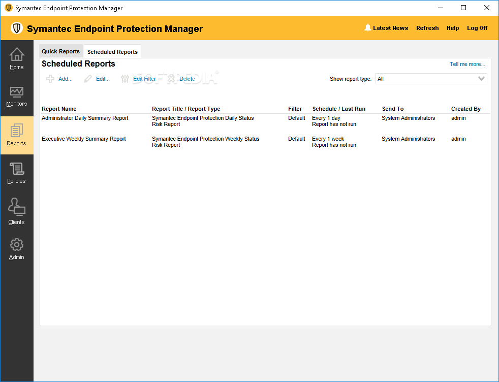 Symantec Endpoint Protection Reports